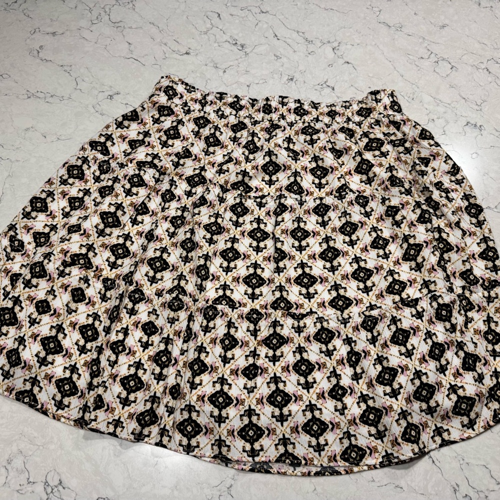 LOFT Black and Cream Skater Mini Skirt
